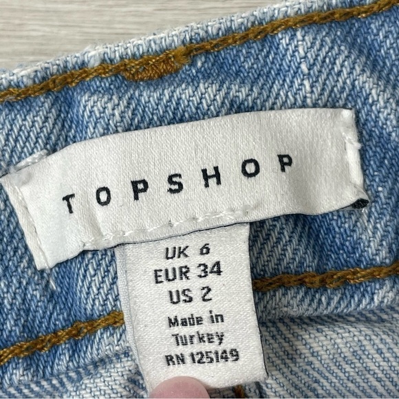 TOPSHOP Light Blue Denim Mini Skirt Size 2 - Picture 4 of 5